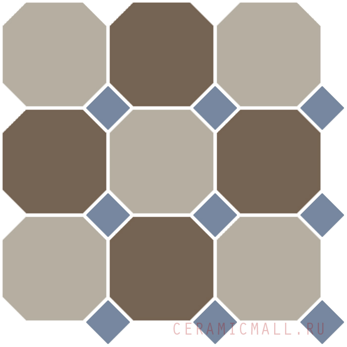 Octagon New Beige 01 Coffe Brown 29/Blue Cobalt 11 Dots 30x30